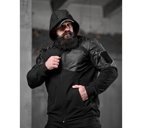 Тактическая ветровка RECOBA черная ДЛ6350