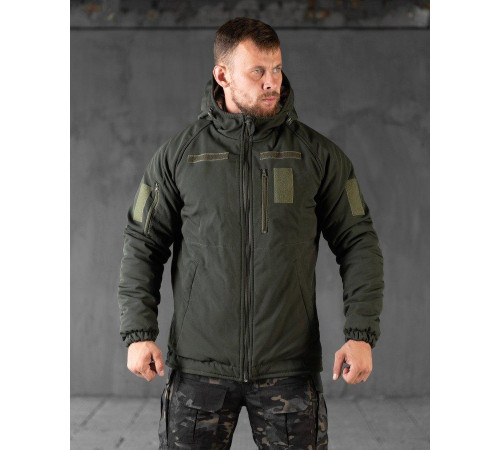 Зимова тактична чоловіча куртка Softshell софтшел тепла підкладка блискуча OMNI-HEAT олива XL