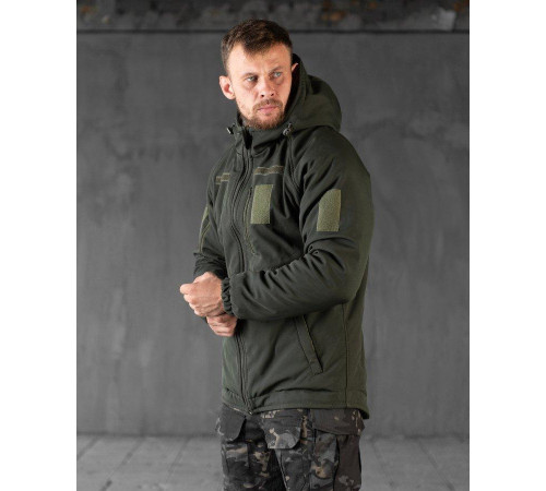 Зимова тактична чоловіча куртка Softshell софтшел тепла підкладка блискуча OMNI-HEAT олива XL