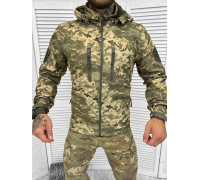 Осенняя тактическая куртка софтшел Soft-Shell SQUAD пиксель ВТ7898