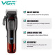Акумуляторна машинка для стриження (clipper) VGR V-013 RED, 8 насадок, 6500 RPM, 2000 mAh, LED display