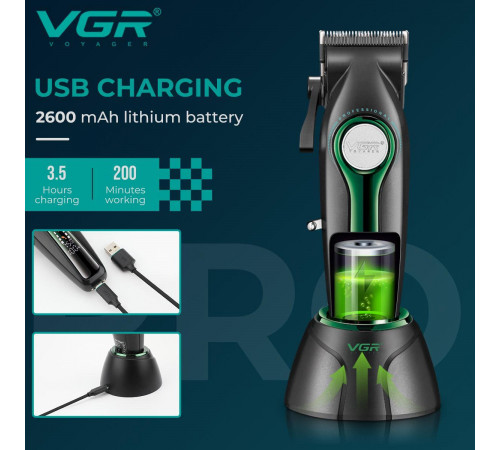 Машинка для стрижки VGR V-010 аккумуляторная беспроводная 6 насадок(20)