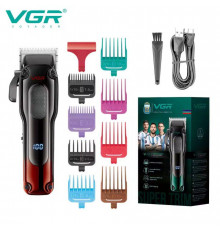 Акумуляторна машинка для стриження (clipper) VGR V-013 RED, 8 насадок, 6500 RPM, 2000 mAh, LED display