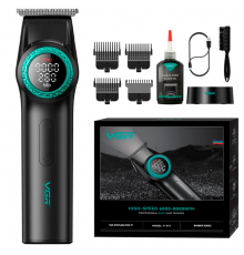 Тример акумуляторний VGR V-977 BLACK, регулювання потужності 6000 — 8000 RPM, 2500 mAh, 4 насадки
