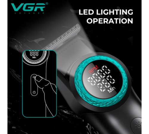 Тример акумуляторний VGR V-977 BLACK, регулювання потужності 6000 — 8000 RPM, 2500 mAh, 4 насадки за 2289 грн