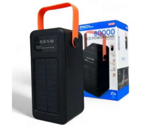 Павербанк с фонарем и проводами Портативное зарядное устройство ACL PW-53 Fast PowerBank 80000 мАч