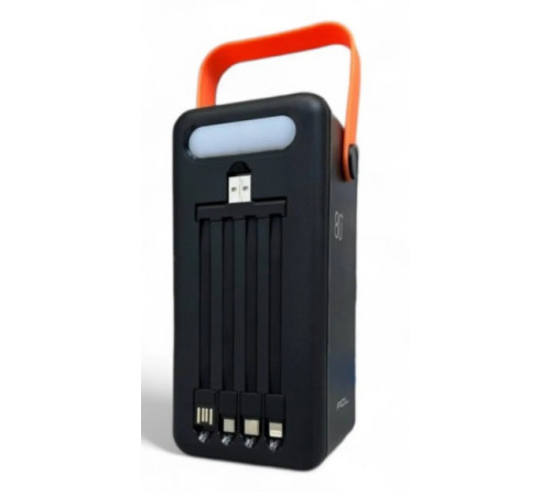 Павербанк с фонарем и проводами Портативное зарядное устройство ACL PW-53 Fast PowerBank 80000 мАч