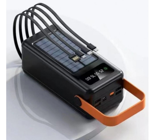 Павербанк с фонарем и проводами Портативное зарядное устройство ACL PW-53 Fast PowerBank 80000 мАч
