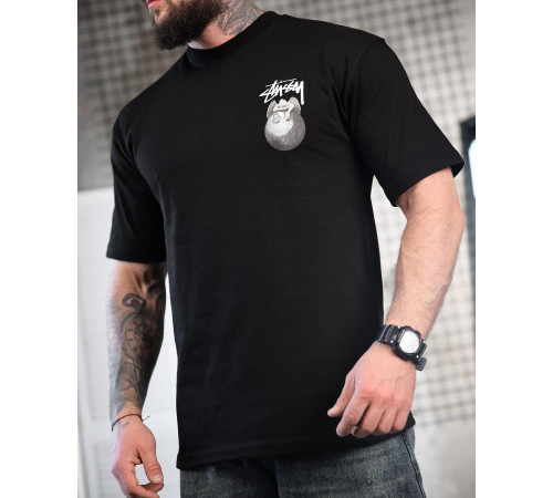 Мужская футболка оверсайз stussy N.8 черный ТР6878
