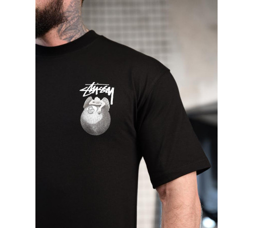 Мужская футболка оверсайз stussy N.8 черный ТР6878