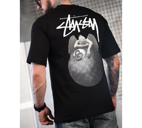Мужская футболка оверсайз stussy N.8 черный ТР6878