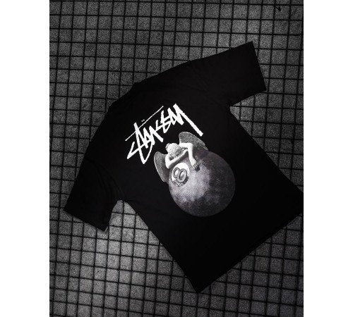 Мужская футболка оверсайз stussy N.8 черный ТР6878