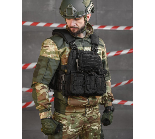 Тактична плитоноска з чотирма точками швидкого скидання Asdag black ВТ6796