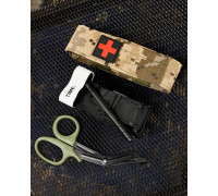 Медичний набір 3 в 1 Турнікет-джгут, підсумок MOLLE, маленькі тактичні медичні ножиці EMT піксель ВТ5409