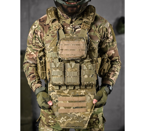 Плитоноска 4 швидких скидання з напашником Cordura піксель ДЛ63965