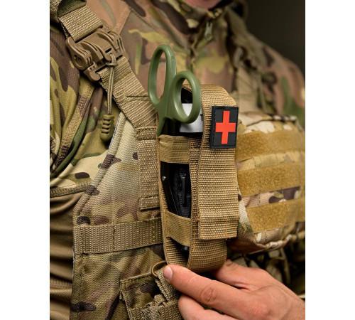 Медичний набір 3 в 1 Турнікет-джгут, підсумок MOLLE, маленькі тактичні медичні ножиці EMT койот ВТ5410