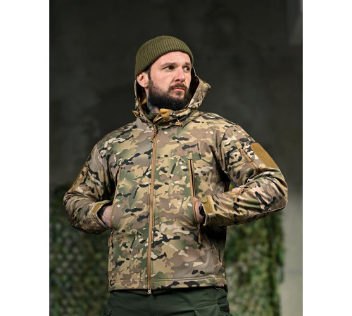 Демісезонна тактична куртка Soft Shell Silver Knight Windstoper мультикам