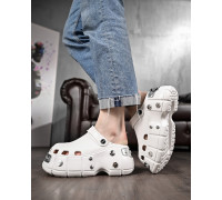 Жіночі крокси на платформі meetal white ДЛ6446