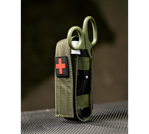 Медичний набір 3 в 1 Турнікет-джгут, підсумок MOLLE, маленькі тактичні медичні ножиці EMT олива ВТ5411