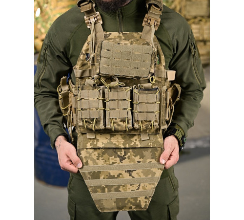 Плитоноска 4 швидких скидання з наплічником Cordura піксель ПП4632