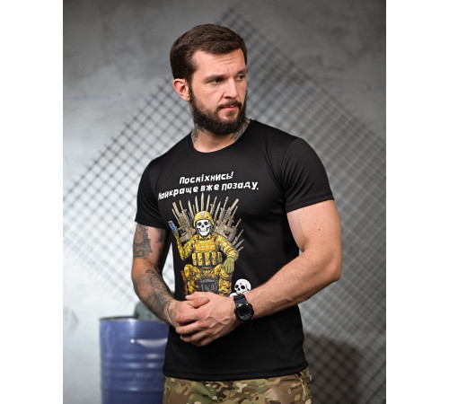 Тактична футболка для відведення поту Посміхнись black ПП4681 за 248 грн