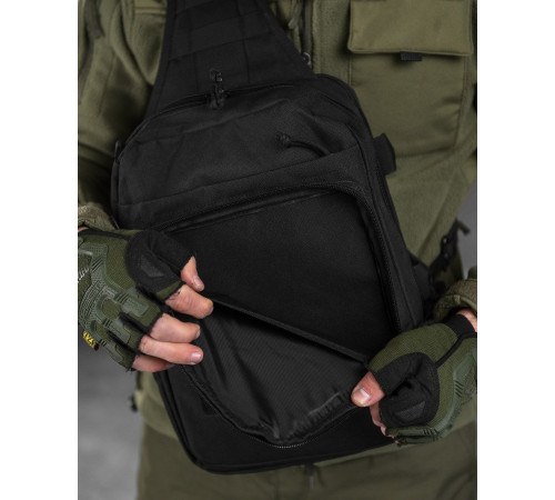 Сумка-слінг тактична з однією лямкою SILVER KNIGHT 8л black ВТ6396 за 1155 грн