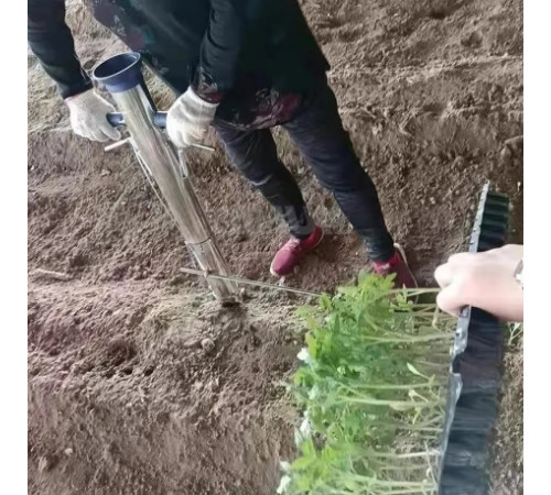 Ручная Пистолет Кальмар для сад огород грядки сажалка для рассады цветов семян труба нержавейка сеялка за 1180 грн