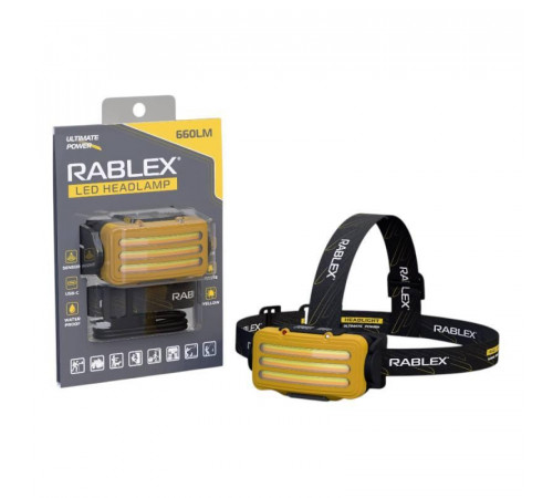 Ліхтарик Rablex налобний RB 978 (акумуляторний + водонепроникний + white/red/yelow + Type-C) /40 за 486 грн