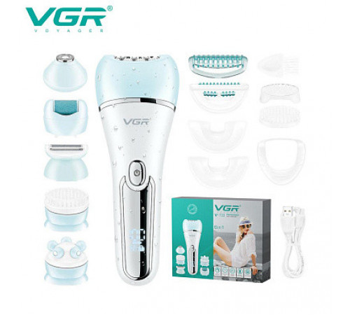 Эпилятор VGR 6 в 1 V-733, 12 насадок, IPX7, LED display за 1436 грн