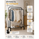 Двойная стойка для одежды и обуви Loft Rack стальная на колесиках ЧЕРНЫЙ / Вешалка двойная раскладная со стопорами и полками для обуви 150х110х57 см