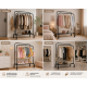 Двойная стойка для одежды и обуви Loft Rack стальная на колесиках ЧЕРНЫЙ / Вешалка двойная раскладная со стопорами и полками для обуви 150х110х57 см