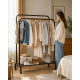Двойная стойка для одежды и обуви Loft Rack стальная на колесиках ЧЕРНЫЙ / Вешалка двойная раскладная со стопорами и полками для обуви 150х110х57 см
