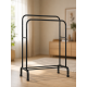 Двойная стойка для одежды и обуви Loft Rack стальная на колесиках ЧЕРНЫЙ / Вешалка двойная раскладная со стопорами и полками для обуви 150х110х57 см