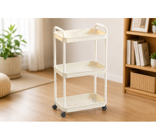 Полка-этажерка 64205 / Мобильная пластиковая этажерка 31×21×85,5 см / Полка на колесах