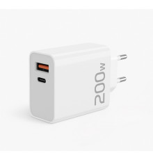 Мережевий зарядний пристрій USB-A/USB-C 200 Вт PD білий