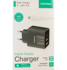 Адаптер (A-14) 220v 2 usb with digital display CX QC03/ 5740 (250 шт/ящ)