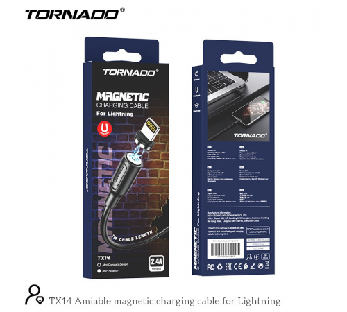 USB-L TORNADO TX14 Magnetic (2.4A/1m) Lighting, iphone black за 130 грн