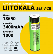 Аккумулятор 18650, LiitoKala NCR 34B-PCB, 3400mAh, С ЗАЩИТОЙ (400)