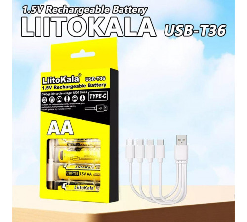 Аккумулятор USB-T36 (4xAA 2400mAhh, 1.5V), LiitoKala, 4 в 1 Type-C (400) за 295 грн
