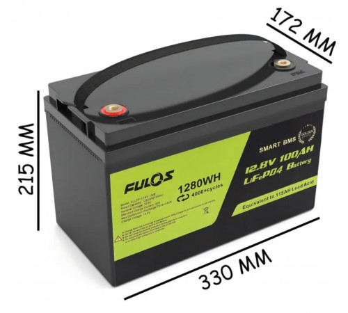 Акумулятор для дома квартири LiFePo Літій залізо фосфатний FULOS 12 V 100 Ah для ДБЖ сонячних систем