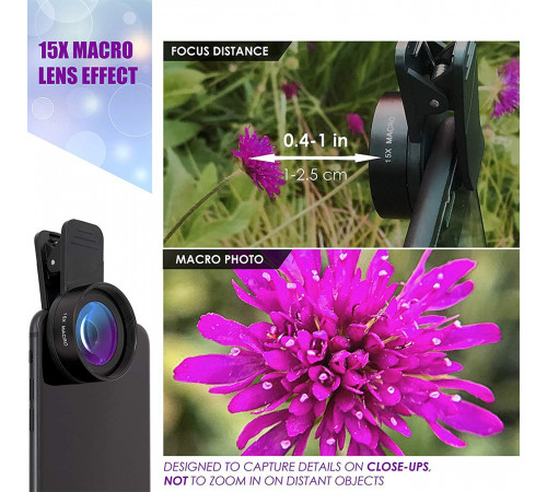 Макролинза для телефона, объектив для телефона, линза 2 объектива 0.45 lens AND HA-55