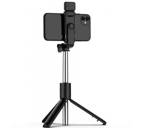 Селф палка, штатив-монопод для телефона с Bluetooth пультом и LED светом Selfie Stick DF-01S AND 5222 (черный)