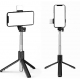 Селф палка, штатив-монопод для телефона с Bluetooth пультом и LED светом Selfie Stick DF-01S AND 5222 (черный)