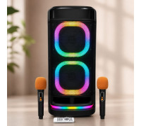 Колонка BTS-2120 Bluetooth / Акустическая система с двумя беспроводными микроонами / Караоке-колонка