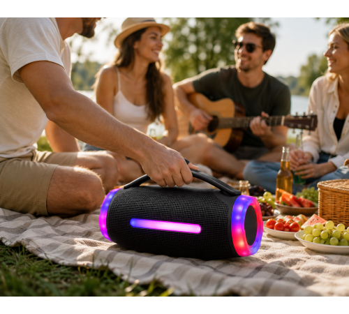 Колонка MS-3643BT-W / Колонка Bluetooth с микрофоном / Акустика с RGB-подсветкой