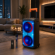 Портативна акустика ZXX-1095 80Вт / Колонка 2×8дюйма Bluetooth/USB/TF/AUX, FM, LED / Переносна музична колонка з мікрофоном для караоке за 6059 грн