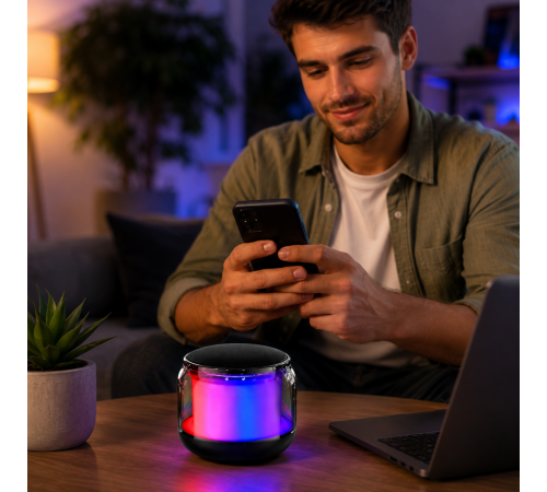 Мини-колонка Bluetooth/Акустика со звуком 360° и подсветкой