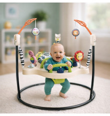 Детский игровой центр Fisher-Price Jumperoo с подсветкой и звуком / Развивающий игровой джемпер Бежевый