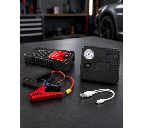 Автомобільний пусковий пристрій для акумулятора JUMP STARTER 69800mah + Компрессор / Пусковий пристрій для авто / Бустер
