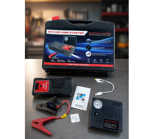 Автомобільний пусковий пристрій для акумулятора JUMP STARTER 69800mah + Компрессор / Пусковий пристрій для авто / Бустер